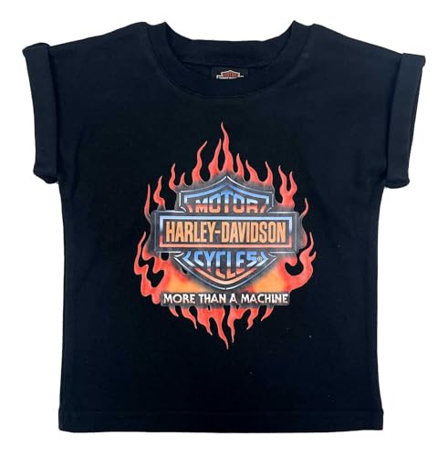 Harley-Davidson Big Boys' Flames Logo Muscle Short Sleeve Tee, Solid Black
