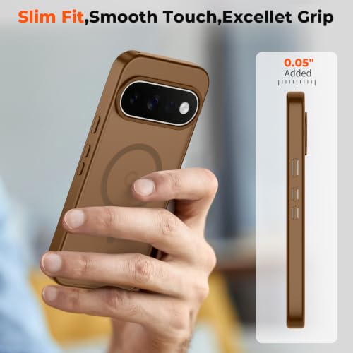 Image of SUPFINE Magnetic for Google Pixel 11 Pro XL Case - Brown | With Screen Protector,Translucent Matte,Built-in Magnets,Military Grade Drop Protection,Shockproof Phone Cover