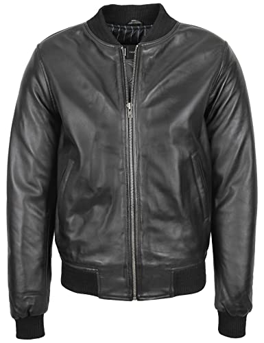 Veste bomber cuir noir homme Jaxson blouson casual idéal pour vos sorties urbaines