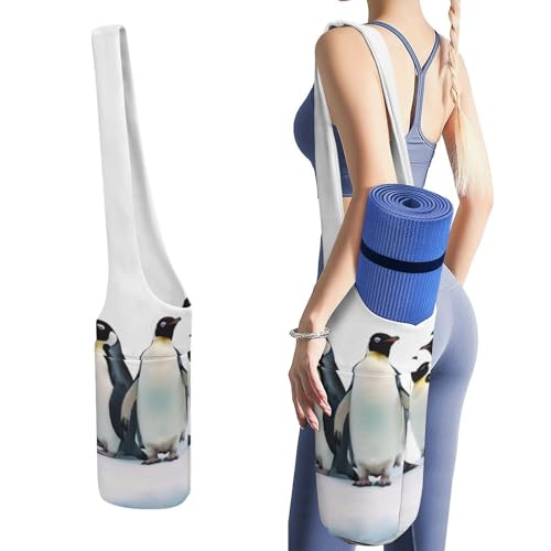 Sac de tapis de yoga grand format en toile résistante imprimé pingouins pour transporter tout