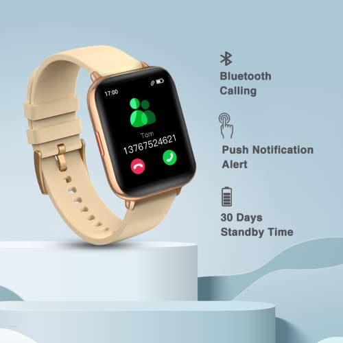 Image of MUSTARD CZAR Smart Watch with 1.81 inch Curved Display with 3D Dynamic dial, Bluetooth Calling, Water Proof IP68, 10 Built-in &100+ Sports Mode, 150+ Watch Faces, Dedicated Spo2 & Female Care (Gold)