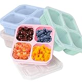 Orenvex 4 Pack Reusable Snack Boxes, Bento Lunch Boxes with Compartments, Eco-Friendly Snack Containers for Kids and Adults, Leak-Proof, Microwave and Dishwasher Safe