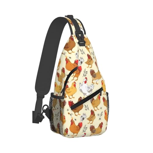 Morrales tipo Sling con estampado de gallinas, mochila para viaje y senderismo miniatura 2