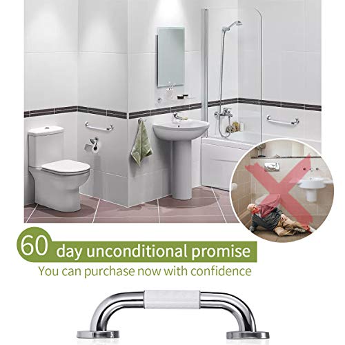 king do way Bathroom Grab Bar 12inch Shower Grab Bar with Anti Slip Grip Ring for Bathtub,Bathroom,Toilet,Stairway Handrail,Stainless Steel Safety Handle for The Elderly,Children, Pregnant Women