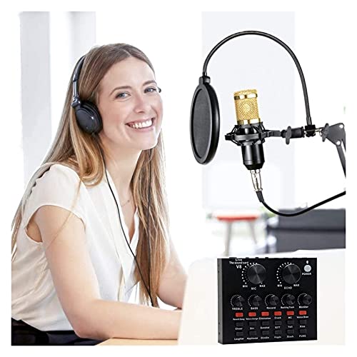 Kondensatormikrofon-Bundle Mit Live-Soundkarte, Bm-800-Mikrofon-Kit Mit Verstellbarem Mikrofonarm-Ständer Schreibtisch… – Bild 4