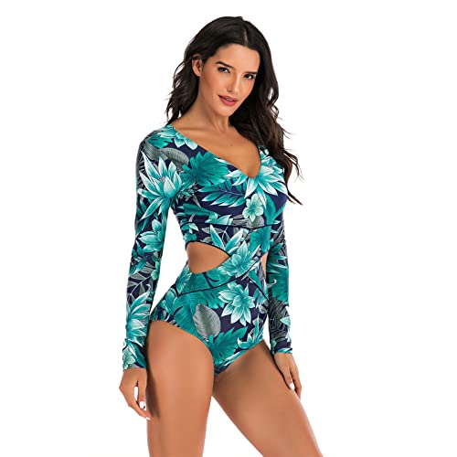 Maillot de bain imprimé vêtements de plage avec coupe triangle et manches longues de natation - 6