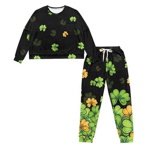 Image of Women's Pajamas Set Soft 2 Piece Loungewear Long Sleeve Pj Set Matching Sleepwear with Pockets for Women Plus Size