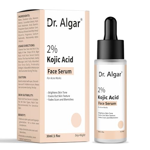 Image of Dr. Algar 2% Kojic Acid Face Serum I With 1% Alpha Arbutin & Niacinamide 30 ml | Reduces Dark Spots, Pigmentation & Blemishes | For All Skin types