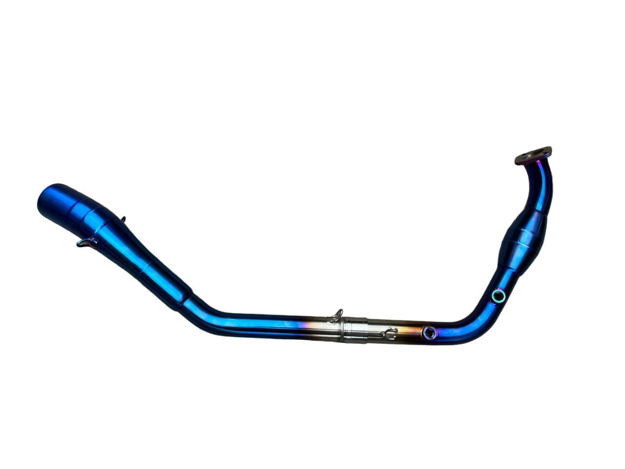 bend pipe with catalytic converter & titanium lock compatible with yamaha r15 v4 | motorcycle exhaust bend pipe | blue titanium finish exhaust pipe | performance exhaust system replacement part