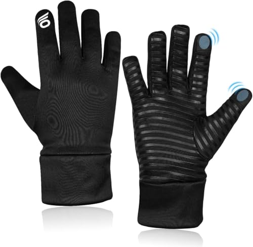 OCBA Fahrradhandschuhe für Damen und Herren, Touchscreen-Handschuhe, Winddicht und wasserdicht, mit rutschfestem Handflächenmuster, warme Winterhandschuhe (S)