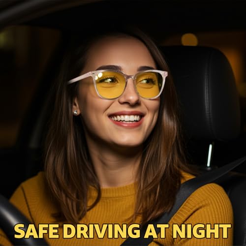 Image of Myiaur Polarized Night Vision Glasses for Women, Anti-Glare Yellow Lens