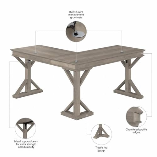 Pemberly-Row-60W-Farmhouse-L-Shaped-Desk-in-Driftwood-Gray-Engineered-Wood Pemberly Row 60W Farmhouse L Shaped Desk in Driftwood Gray Engineered Wood