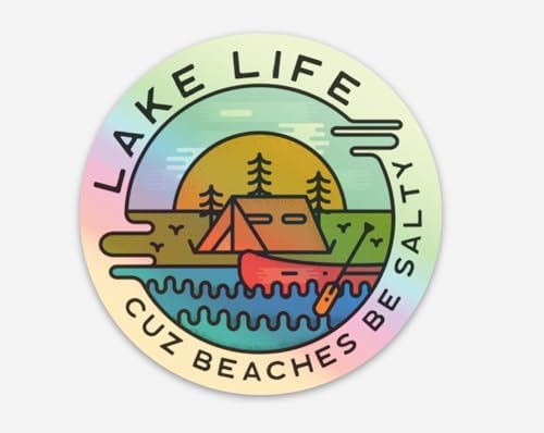 Lake Life - Cuz Beaches Be Salty - Holographic Sticker, 3 inch image 3