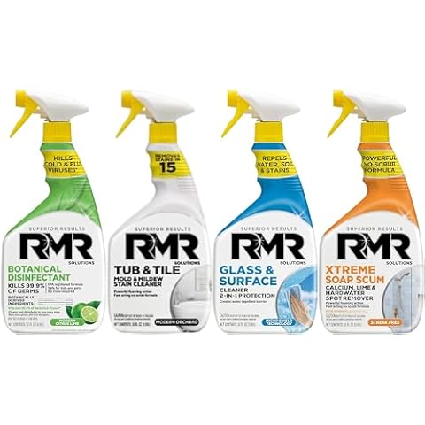 RMR Brands RMR - Tub and Tile Cleaner, RMR - Xtreme Soap Scum Remover, RMR - 2-in-1 Glass and Surface Cleaner Plus Repellent All-Purpose Botanical Based Disinfectant Cleaner Cover
