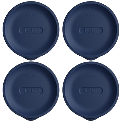 Replacement Lids for Pyrex 7202-PC 1 Cup, Silicone Round Storage Cover Lid for Anchor Hocking Glass Bowl 4 Pack Dark Blue - image 1