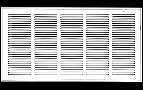 36" X 20 Steel Return Air Filter Grille for 1" Filter - Fixed Hinged - Ceiling Recommended - HVAC Duct Cover - Flat Stamped Face - White [Outer Dimensions: 38.5 X 21.75]