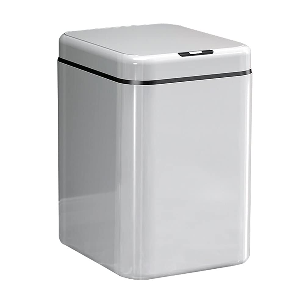 Smart Sensor Trash Can, Household 15L Large Capacity Sealed and Waterproof with Cover Mute Opening and Closing Electric Bathroom Waste Basket(White)