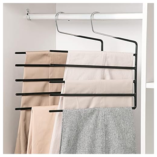 Nature Smile Pants Hangers 3pack, Heavy Duty Multi Layers Space Saving Slack Hangers,Non Slip 5 Tier Open-Ended Pants Hanger Closet Storage Organizer for Garden Flags Trousers Jeans Scarf