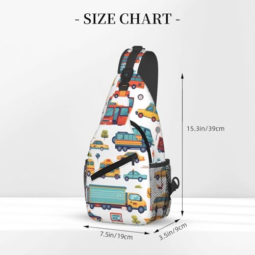 Morrales tipo Sling con estampado de autos para hombre y mujer miniatura 3