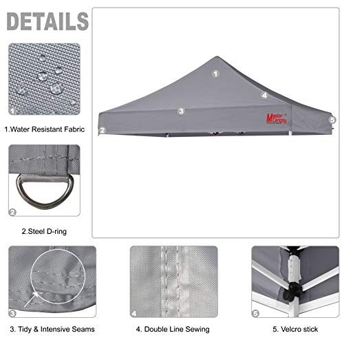 Image of MASTERCANOPY 10x10 Replacement Pop Up Canopy Top for Kingkong Frame Gray