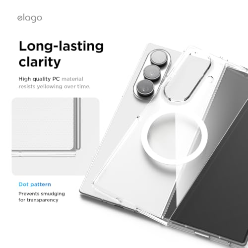 Image of elago Magnetic Clear Case for Samsung Galaxy Z Fold 8 Ultra Case | Compatible with MagSafe Charger, Strong Magnetic Power, Premium PC, Shockproof Bumper, Protective Cover (Magnetic Clear)