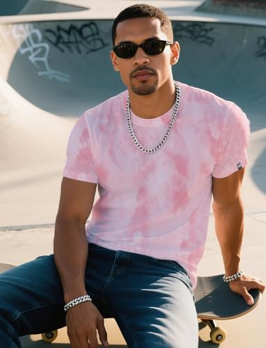 Mens Crew Neck T Shirts - Lightweight Short Sleeve Fresh Fashion Print Hipster T-Shirt Tie-Dye3