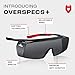 NoCry Tinted Safety Glasses Over Eyeglasses for Men and Women with Anti Scratch Wraparound Lenses — UV400 and ANSI Z87 Certified — Adjustable Temples with Anti-Slip Tips — Great for Shooting