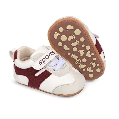 Image of HsdsBebe Baby Boys Girls Pu Leather Hard Bottom Walking Sneakers Toddler Rubber Sole First Walkers Infant Cartoon Slippers Crib Shoes