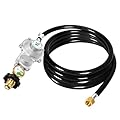 JEASOM 10 FT Two Stage Propane Regulator with Hose and Gauge, Standard POL Connection to 20-100 lb Propane Tanks, 3/8in Female Flare Fitting for Grill, Heaters, Gas Generator