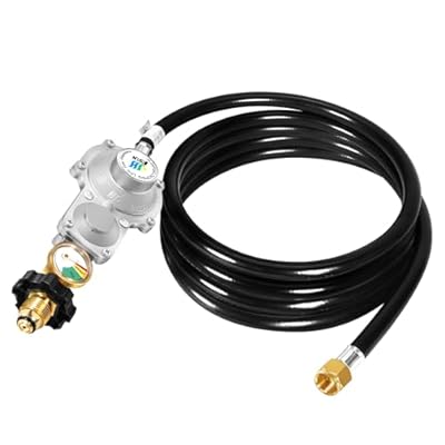 JEASOM 10 FT Two Stage Propane Regulator with Hose and Gauge, Standard POL Connection to 20-100 lb Propane Tanks, 3/8in Female Flare Fitting for Grill, Heaters, Gas Generator