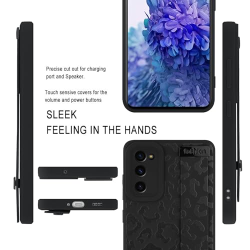 Image of Compatible with Samsung Galaxy S20 FE Case with Strap Wrist Black
