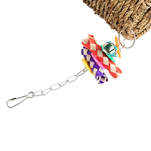 Image of Bird Grass Woven Swing with Hook, Durability and Fun Bird Cage Toy for Bird Chewing Standing Parrot Parakeet Cockatiel Mynah Lovebirds Finches Toy