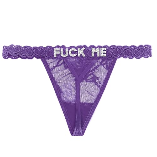 Image of Women's Personalized Thongs with Funny Rhinestone Letters, Custom Name Underwear Panties for Couples