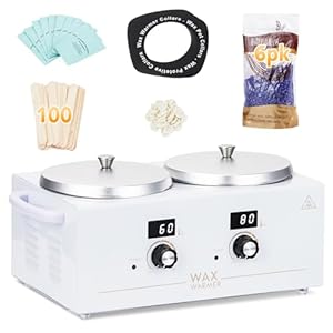 Professional Double Wax Warmer for Hair Removal, Body Wax Kit, Home Digital Waxing Heating Machine, Double Wax Pot Paraffin Facial Skin, Adjustable Temperature, for Body SPA Salon Equipment