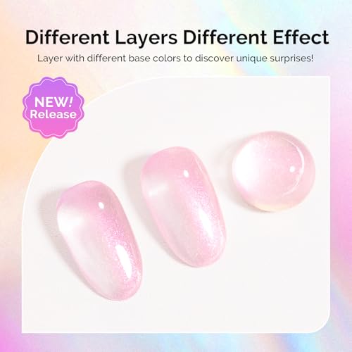 Image of MelodySusie Shimmer Pearl Pink Gel Nail Polish, 0.5fl oz Soak Off UV LED Jelly Holographic Pink Glitter Gel Polish Gift for Women Nail Art Manicure Salon DIY Nail Design Decoration at Home-G2607