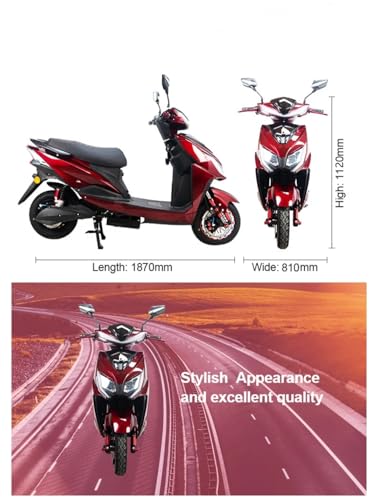Image of MIOOX 48V 30AH Electric Scooter with 120-140 km Range, 45 km /h Speed, Disc & Drum Brakes, LED Headlight, Comfortable Seat, Non-RTO, 3-Year Battery Warranty (Red)