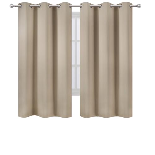 Image of LEMOMO Blackout Curtains 42 x 63 inch /Khaki Curtains Set of 2 Panels /Thermal Insulated Room Darkening Bedroom Curtains
