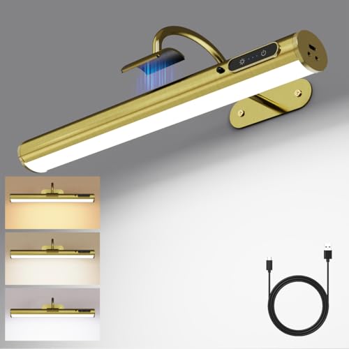 Yinglap Lampe Murale Tableau Sans Fil Rechargeable USB, Applique Murale Sans Fil, Eclairage Cadre a Pile, Lumiere LED à Télécommande pour Salle de Bain, Miroir,...