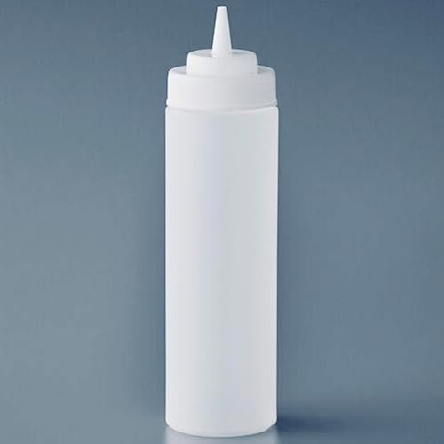 Tezzorio Botella de plástico transparente de boca ancha de 24 onzas de alto rendimiento, dispensador cómodo y versátil sin derrames, botella de