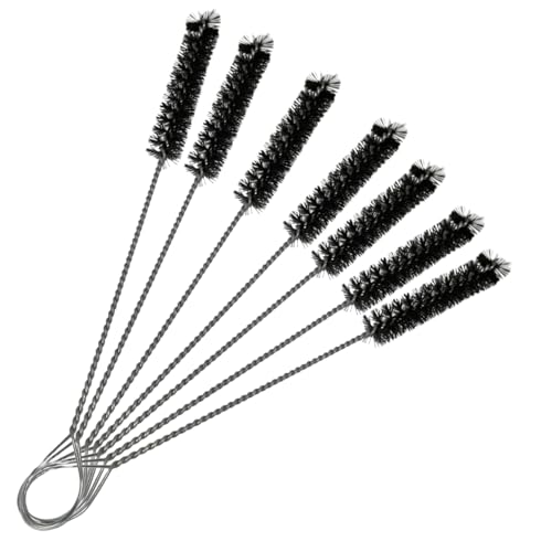 SnowTree - Fan Tip Nylon Bristle Cleaning Brush for Glass Pieces (7 Pack - All Same Size) Anti Scratch Fan Tip to Protect Glass Surfaces and Tubes