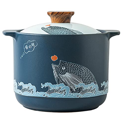 QWERTYUI Chinese Style Ceramic Saucepan Kitchen Utensils, Nourishing Soup Pot Heat Resistant Stew Pot for Dinner and Party, 4.5 L