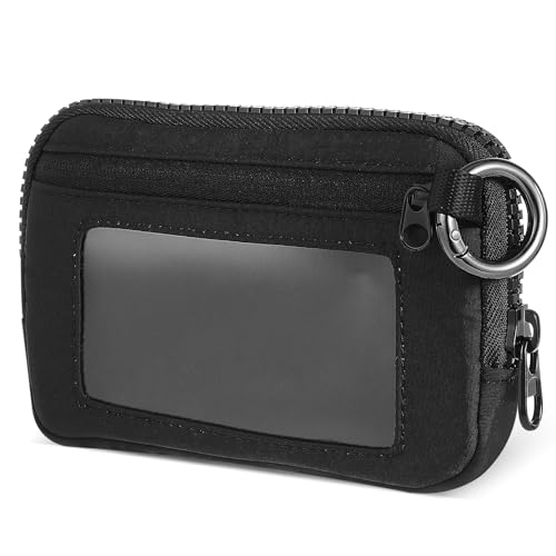 Portefeuille femme à fermeture éclair compact avec dragonne et porte-cartes
