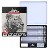 Brusarth Professional Sketch Pencils for Drawing Set - Graphite Pencils (4H-10B), Graphite Sticks, Erasers and Sharpener, Art Pencils for Sketching- Ideal for Artists and Beginners,17Pcs