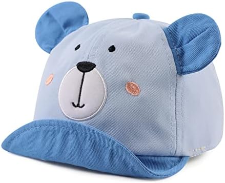 Cotton Baby Baseball Caps Infant Toddler Sun Cap for Baby Boys Girls Spring Summer Baby Outdoor Hat (Smile Bear Blue)