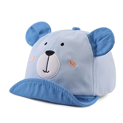 Cotton Baby Baseball Caps Infant Toddler Sun Cap For Baby Boys Girls Spring Summer Baby Outdoor Hat (Smile Bear Blue) #TOP26