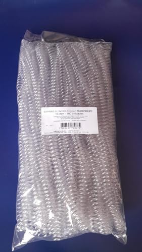 Espiral Para Encadernação 17mm, Plastyline, Transparente, Para 100 Folhas, Pacote Com 100