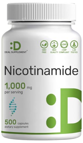 Vitamin B3 Nicotinamide 1 000mg Per Serving 500 Capsules Flush Free Niacin Essential B3 Supports Healthy Skin & Energy Production Non-GMO