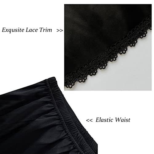 Image of Women's Half Slips for Under Dresses Anti-static Elastic Waist Lace Plus Size Long Underskirt