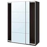  PAX armario con puertas correderas 150x66x70\" negro-marrón/Auli espejo de vidrio