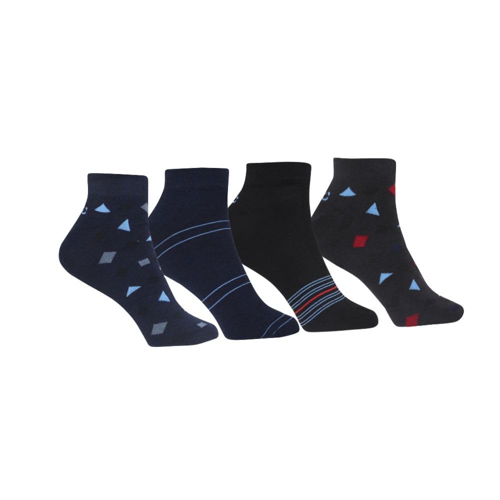 Urbclan Odour Free Cotton Ankle Socks for Men and Women, Black & navyblue, Ankle Length, 100% Cotton, Packof 4 & 5, Free Size (UK - 7-11)